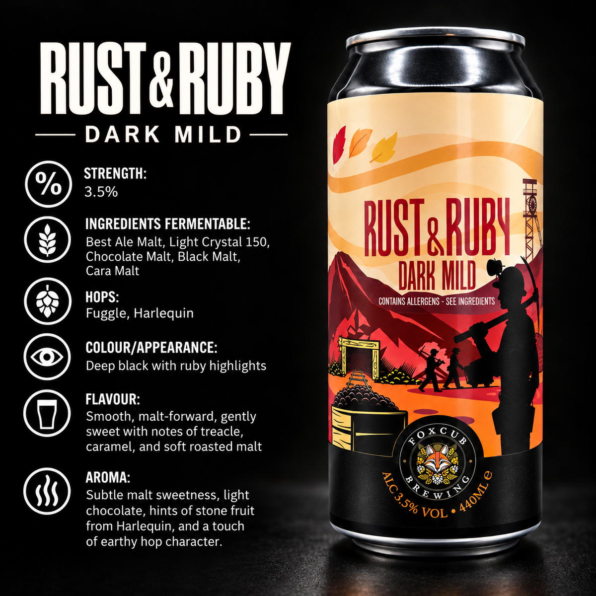 Rust & Ruby | 6 × 440ml Dark Mild | 3.5%