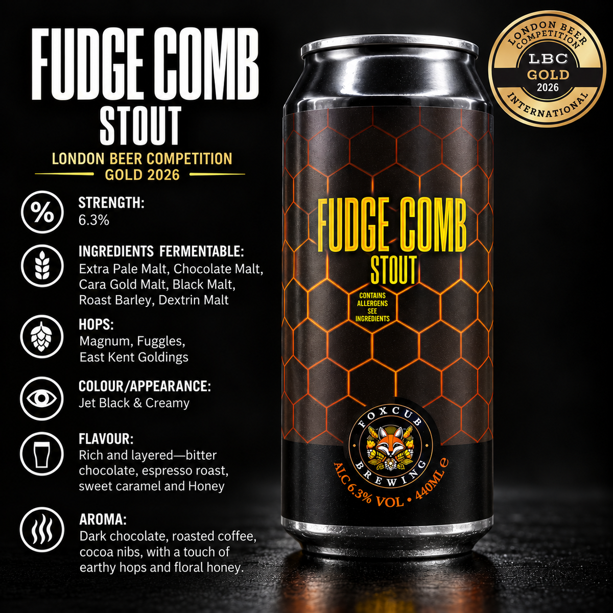 FudgeComb | 440ml Stout | 6.3%