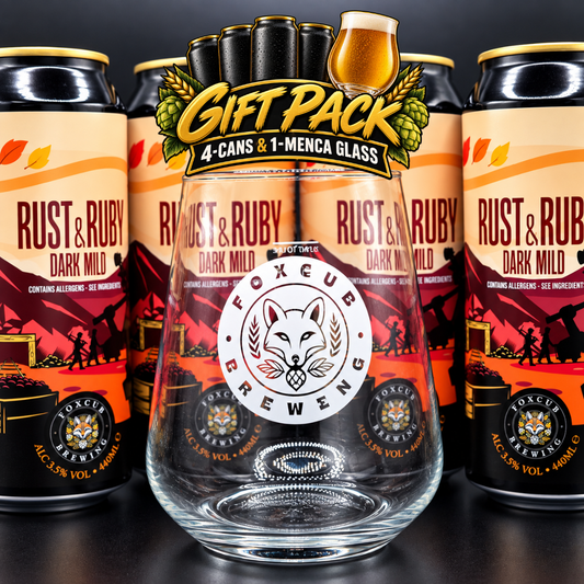 Rust & Ruby Gift Box | 4 x 440mml Dark Mild + Glass
