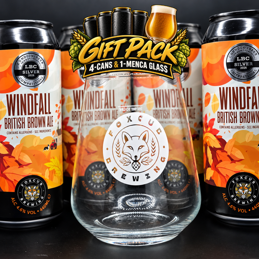 Windfall Gift Box | 4 × 440ml British Brown Ale + Glass